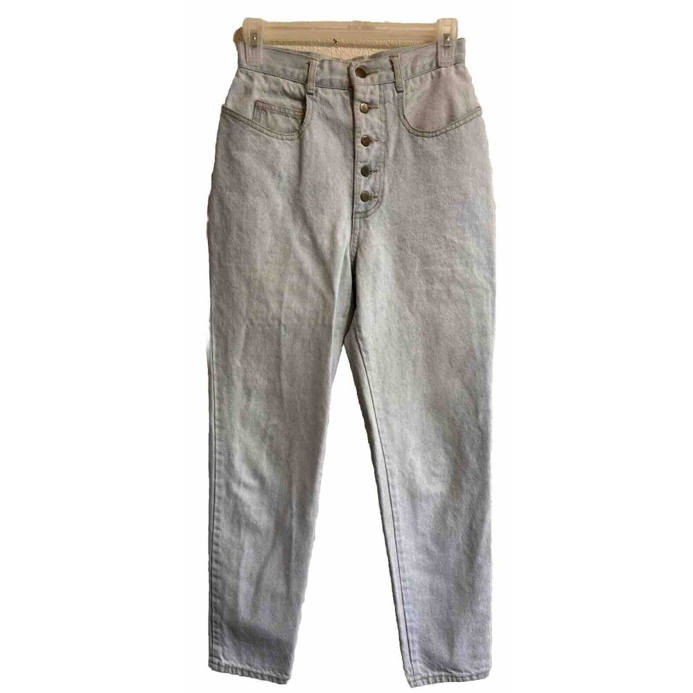VTG Bongo Mom Jeans Sz 7 Button Fly Hi Rise USA 80’s 90s Light Wash Rock Grunge